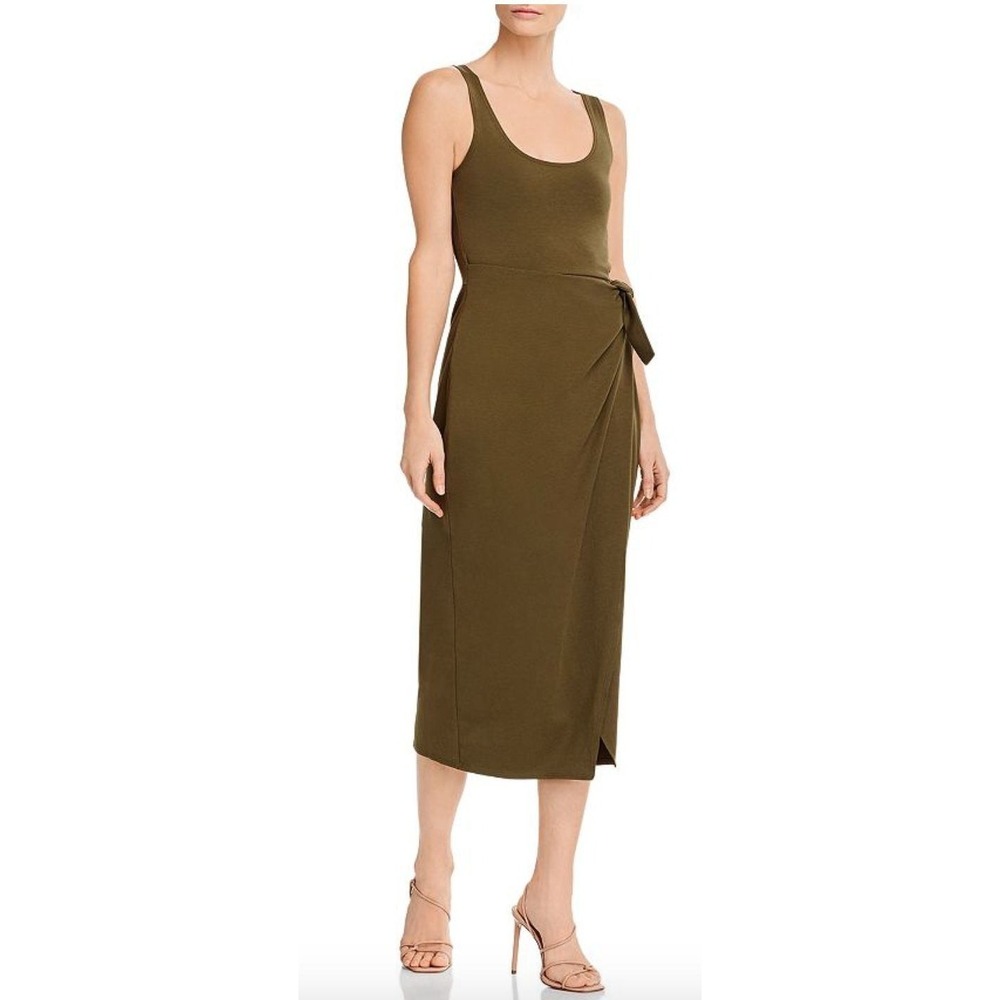 Sleeveless Olive Midi Wrap Dress